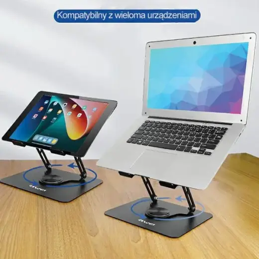 AWEI uchwyt biurkowy X46 rotacyjny na laptopa do 16" czarny|black Photo