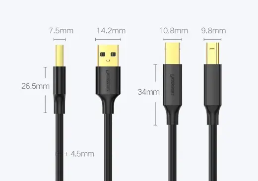 UGREEN US135 USB 2.0 A-B printer cable, gold plated, 1.5m (black) Photo