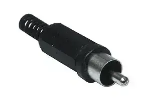 Plug RCA black, cable mount