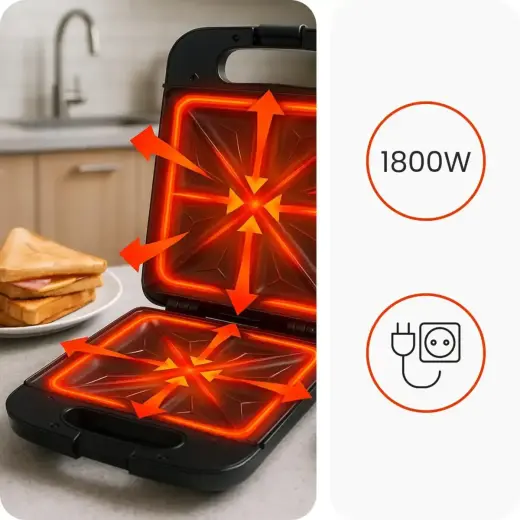 Huslog 4-slice sandwich maker 1800W Foto 7