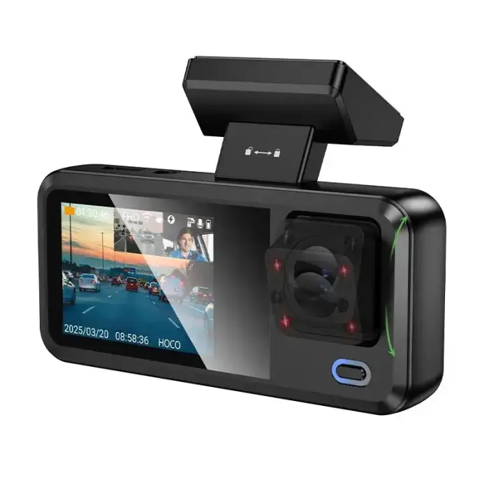 Dash cam for car with screen 2" 720p/30fps + interior camera 480p/30fps + rear camera 480p/30fps DV15 black