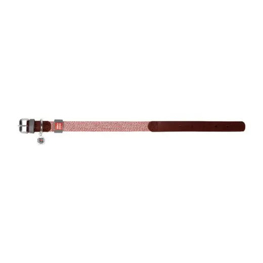 Dog collar made of natural leather and recycled material with QR code Waudog size S, width 15 mm, brown Фото num