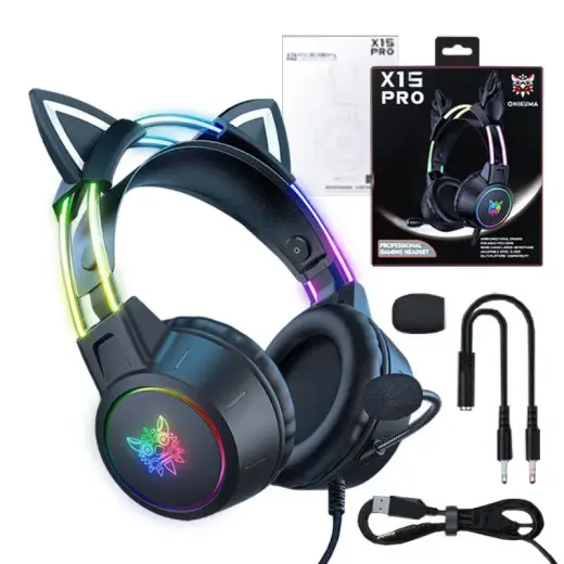 ONIKUMA X15 PRO Gaming headset Cat (Black) Foto 2