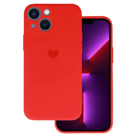 Vennus Silicone Heart maciņš telefonam iPhone 14 Plus sarkans (dizains 1)