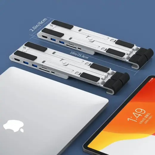 Choetech stand multifunctional station for laptop PD / USB-C HDMI (4K / 30Hz) / 2xUSB-A / 1xUSB-C / 1xSD / 1xTF black (HUB-M43) Фото num