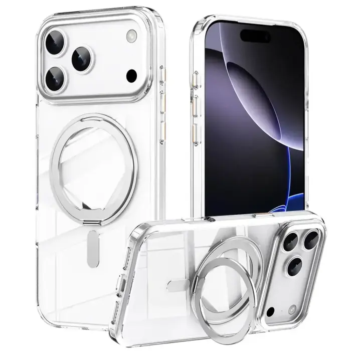 Magnetic Case with Rotating Stand iPhone 18 Pro / 17 Pro TPU Acrylic MagSafe - White