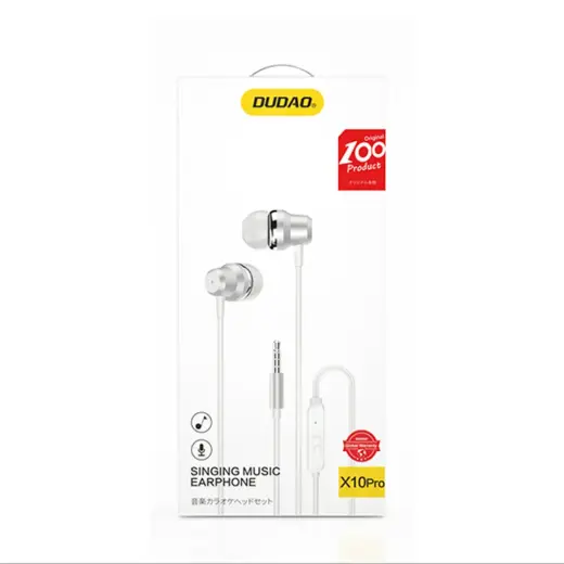 Dudao X10PRO wired headphones, mini jack 3.5mm, in-ear with remote control - white Фото num