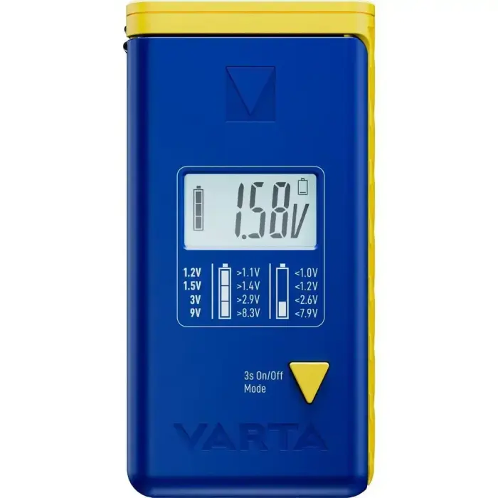 VARTA battery tester with digital display (AA, AAA, Type C, Type D, 9V, button) 893101111 blue Photo