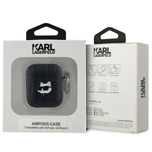Karl Lagerfeld KLA2PGCHPK AirPods 1|2 cover czarny|black Monogram Choupette Head Foto 3