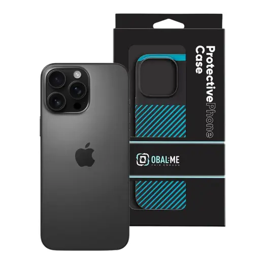 OBAL:ME Flossy Stripes Cover for Apple iPhone 16 Pro Max Black|Teal Photo