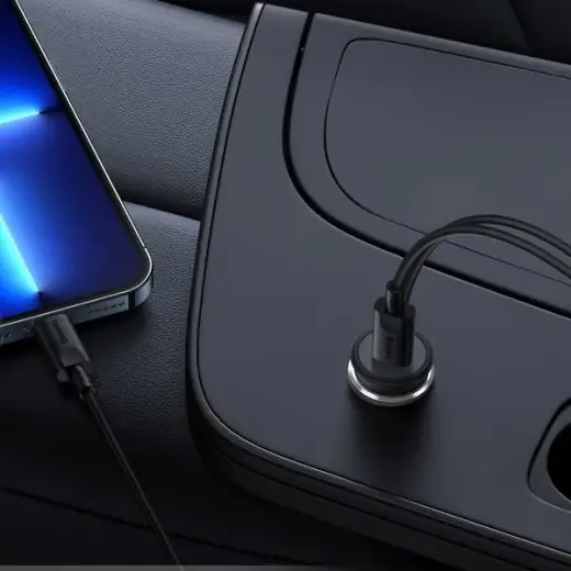 Baseus CW01 Magnetic Car Holder with 15W Wireless Charging + 25W USB-C Car Charger Black Фото num