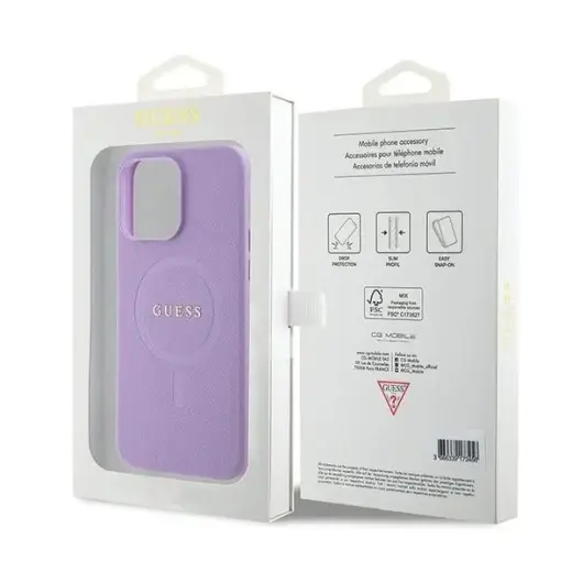 Guess Saffiano MagSafe case for iPhone 15 Pro - purple Фото num