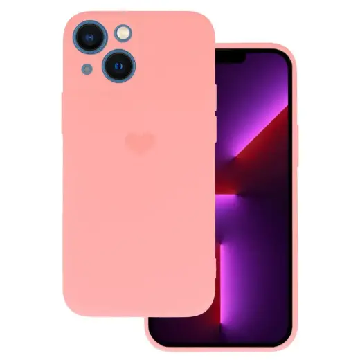 Vennus Silicone Heart maciņš telefonam iPhone 14 Plus rozā (dizains 1)