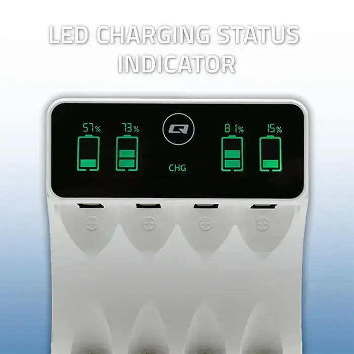 Qoltec Battery Charger for Ni-MH type R03 AAA R6 AA | LCD | USB-C cable | White  Foto 6