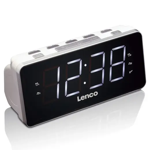 Lenco radio pulkstenis, ar lielu displeju, balts Photo