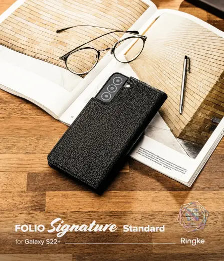Ringke Folio Signature Flip Leather Case for Samsung Galaxy S22 + (S22 Plus) Black (FSS118R262) Photo