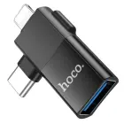HOCO UA17 2-in-1 adapter USB-C / Lightning to USB-A | black — Photo 5