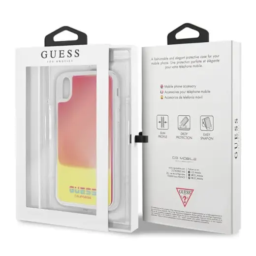 Guess GUHCPXGLCPI iPhone X|Xs różowy |pink hard case California Glow in the dark Фото num