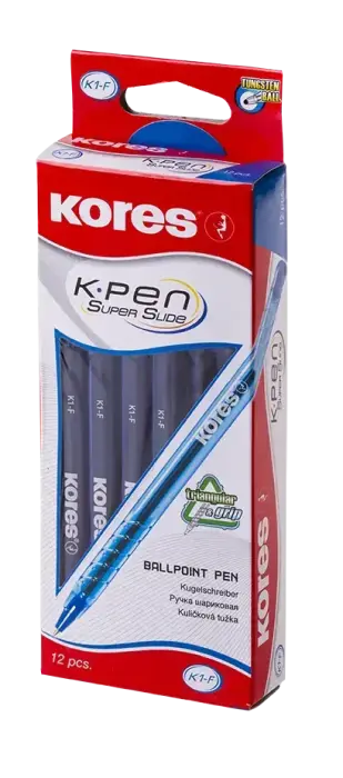 Lodīšu pildspalva KORES SUPER SLIDE K1 F 0.7 mm zila Foto 2