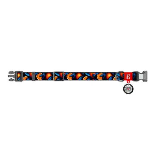 Waudog "Oranges" nylon dog collar with QR code, size XL Фото num