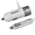 REMAX Car Charger RCC-102 - USB - 3,4A with 2 in 1 cable Micro USB, Lightning silver Foto 2