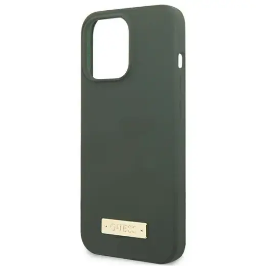Guess GUHMP13LSPLA iPhone 13 Pro | 13 6,1" zielony|khaki hard case Silicone Logo Plate MagSafe Foto 6