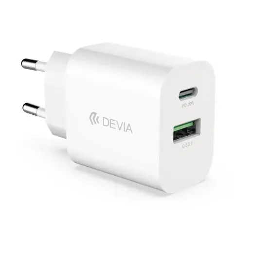 Зарядное устройство Devia Smart | 20W | PD, QC | USB-C, USB-A | белое