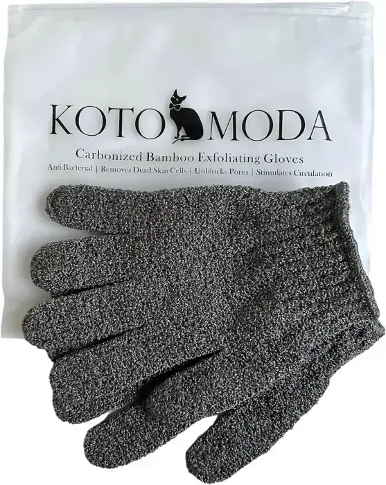 KOTOMODA Sphynx Hairless cats Carbonized Bamboo Bath Exfoliating Gloves Charcoal Bamboo Shower Body Scrub