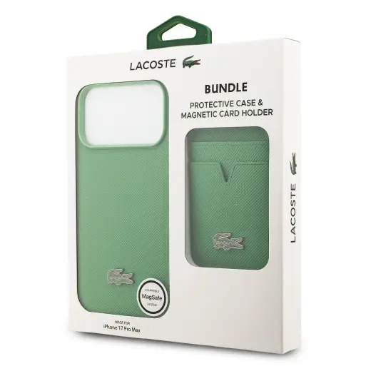 Lacoste Iconic Petit Pique MagSafe Case + Wallet for iPhone 17 Pro Max Green Foto 9