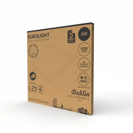 LED panelė Dublin 28W, 4200lm, LED panelė Dublin 28W, UGR:19 595x595mm Eurolight Foto 2