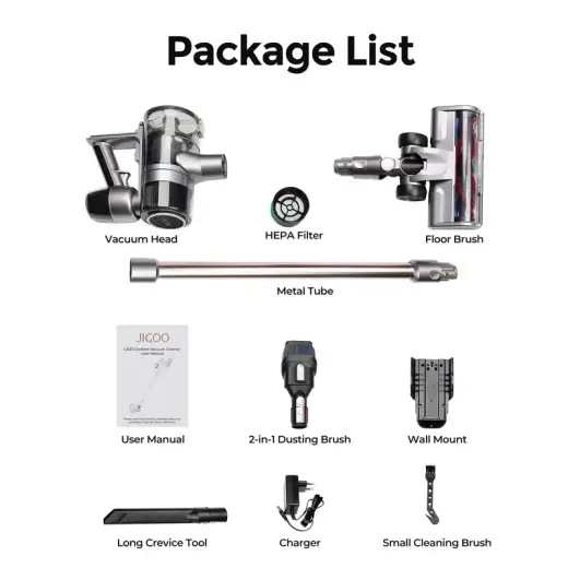 JIGOO C300 bezvadu putekļsūcējs 400W | 30KPa | Ciklona filtrs | skārienjūtīgais ekrāns Foto 2
