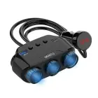 Car Cigarette Lighter Socket Splitter LM21 - 3 sockets + USB + Type C - QC 3.0 PD 3A 122W with display and cable Foto 1