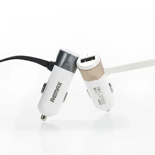 REMAX Car Charger RCC-102 - USB - 3,4A with 2 in 1 cable Micro USB, Lightning silver Foto 5