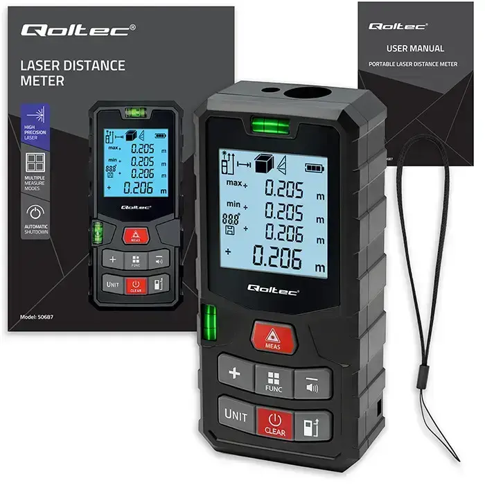 Qoltec High-Precision Laser Distance Meter with Bubble Level | LCD with backlight | 50m Foto 17