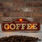 RETRO Metal Sign LED Fresh Brewed Coffee Forever Light Foto 5